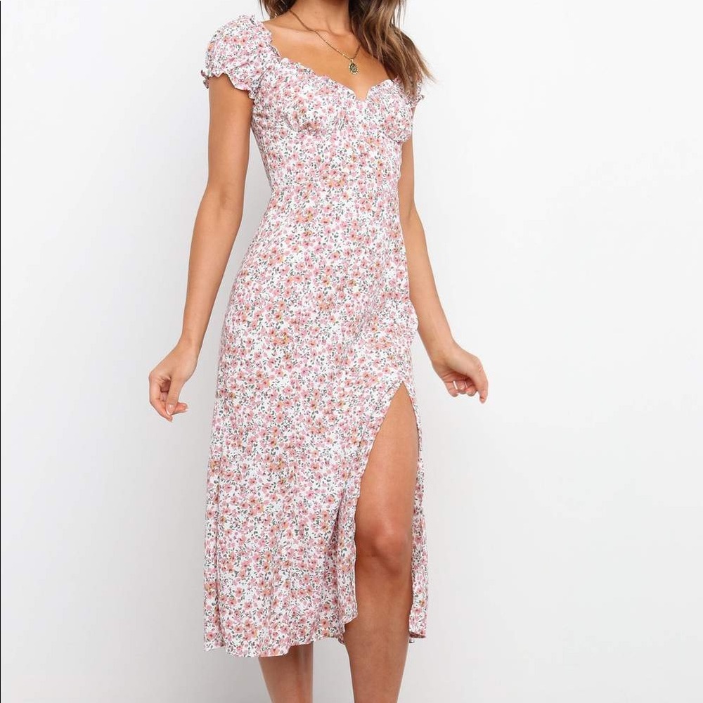 NWT white floral midi dress from petal + pup!